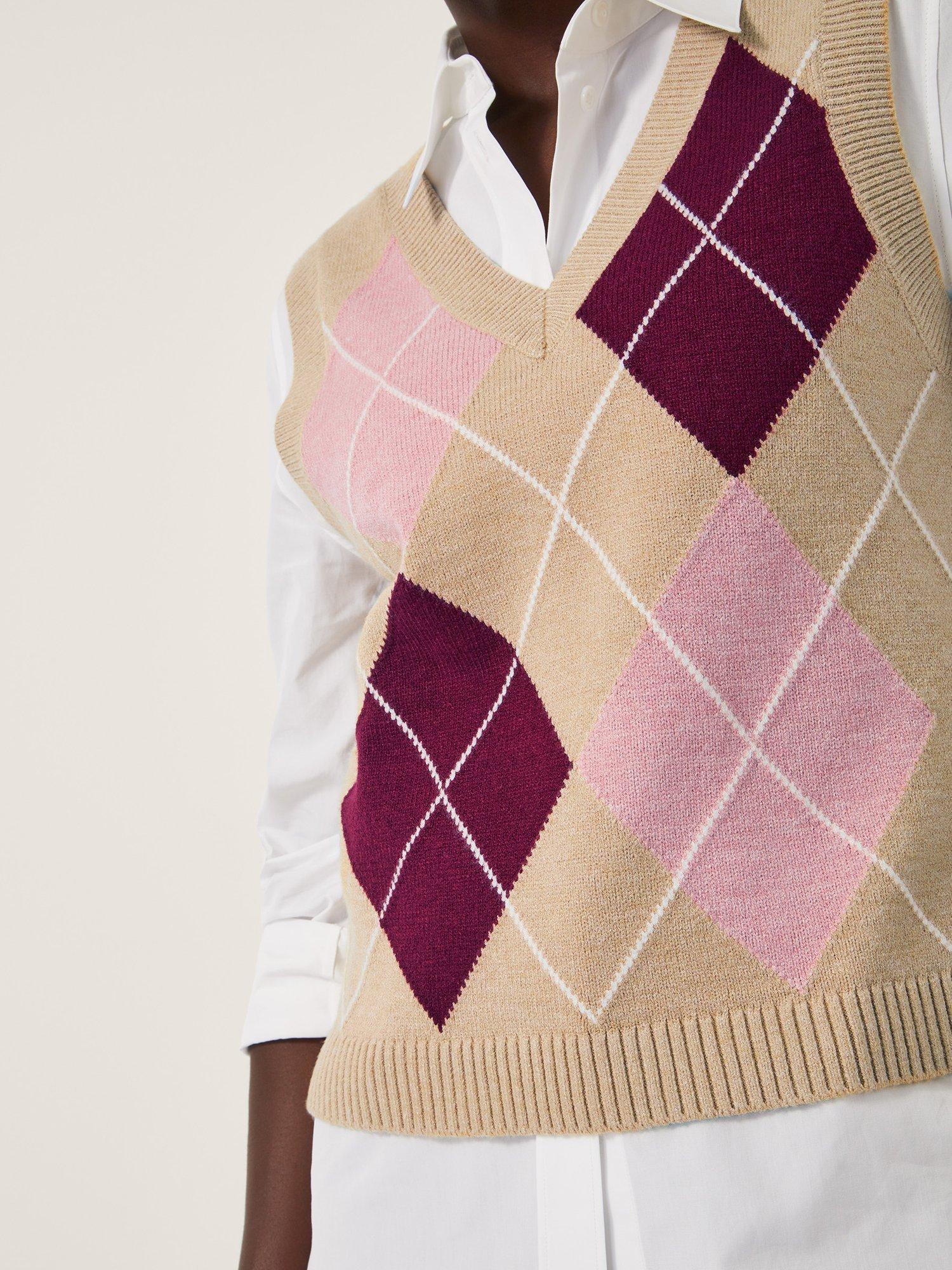 Product image 5 of 5, which shows Monsoon Anne Argyle Check Tank Top, Brown/Multi, XL