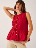 Monsoon Monica Pleated Top, Mid Red