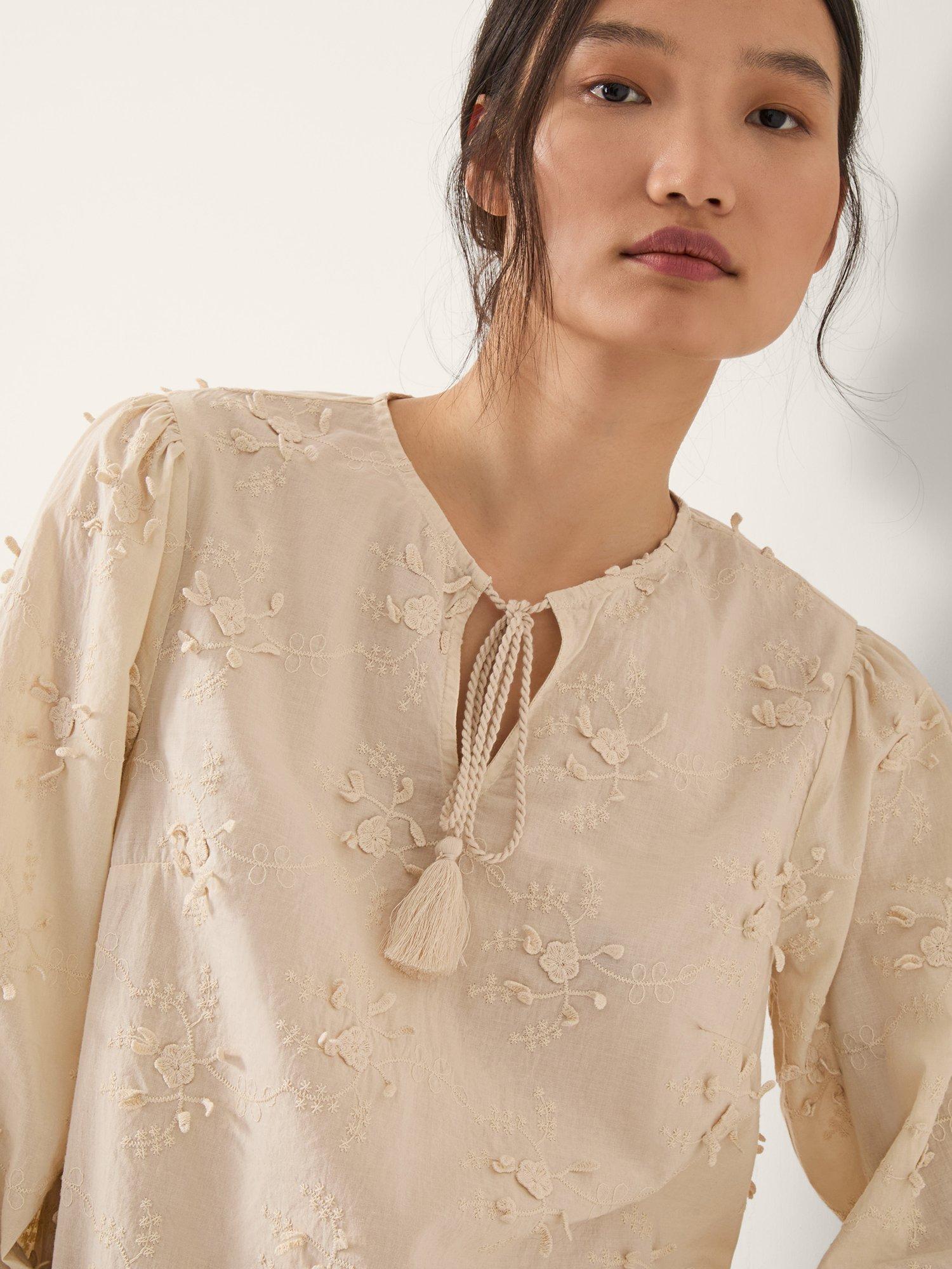Product image 4 of 4, which shows Monsoon Pascale Embroidered Top, Ivory, L