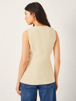 Monsoon Alba Tailored Waistcoat, Yellow - view 2, Yellow