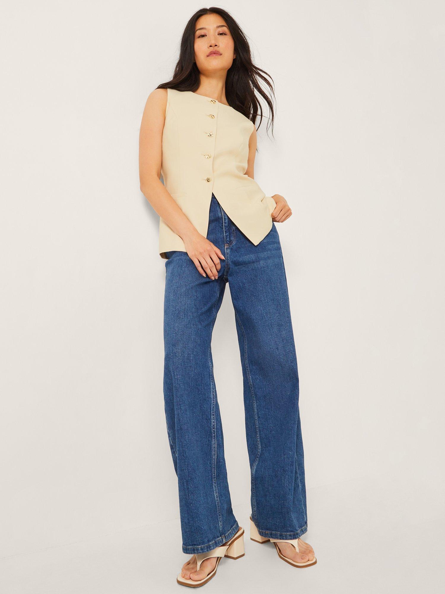 Product image 3 of 5, which shows Monsoon Alba Tailored Waistcoat, Yellow, 10