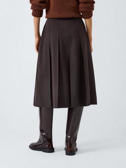 John Lewis x REJINA PYO Pleat Detail Wool Blend Midi Skirt, Chocolate - view 2, Chocolate
