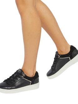 Dune London Elli Metallic Trim Trainers, Black - view 2, Black