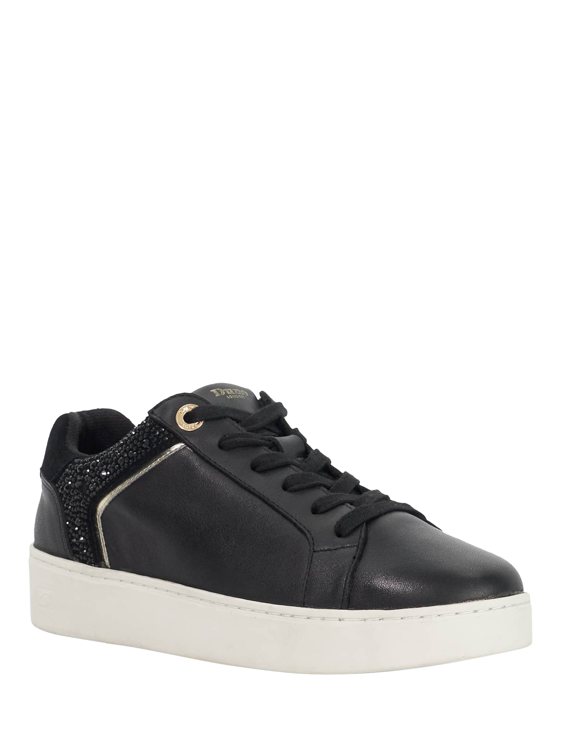 Product image 4 of 6, which shows Dune London Elli Metallic Trim Trainers, Black, EU36