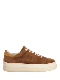 Dune London Eden Suede Chunky Trainers, Dark Tan