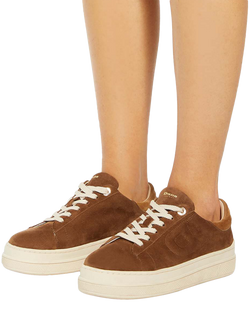 Dune London Eden Suede Chunky Trainers - view 2, Dark Tan