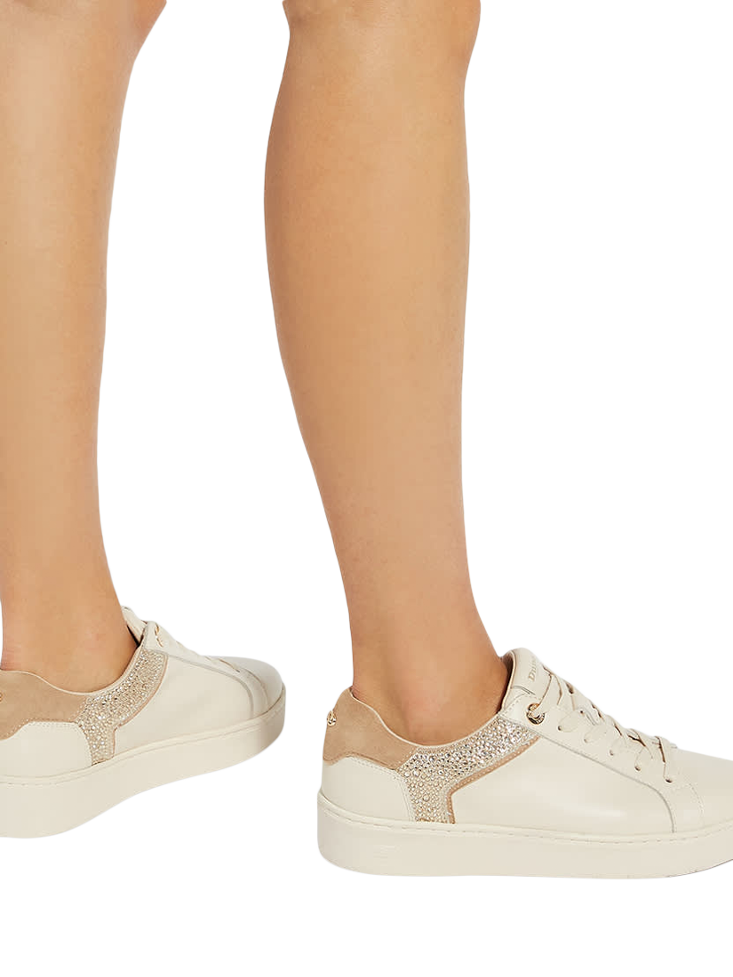 Product image 2 of 6, which shows Dune London Elli Metallic Trim Trainers, Cream, EU36