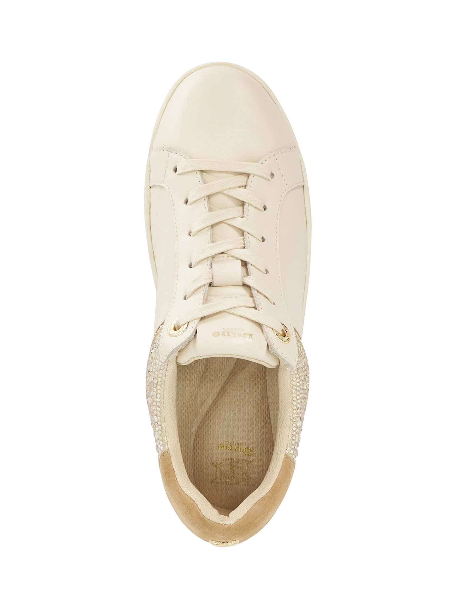 Product image 3 of 6, which shows Dune London Elli Metallic Trim Trainers, Cream, EU36
