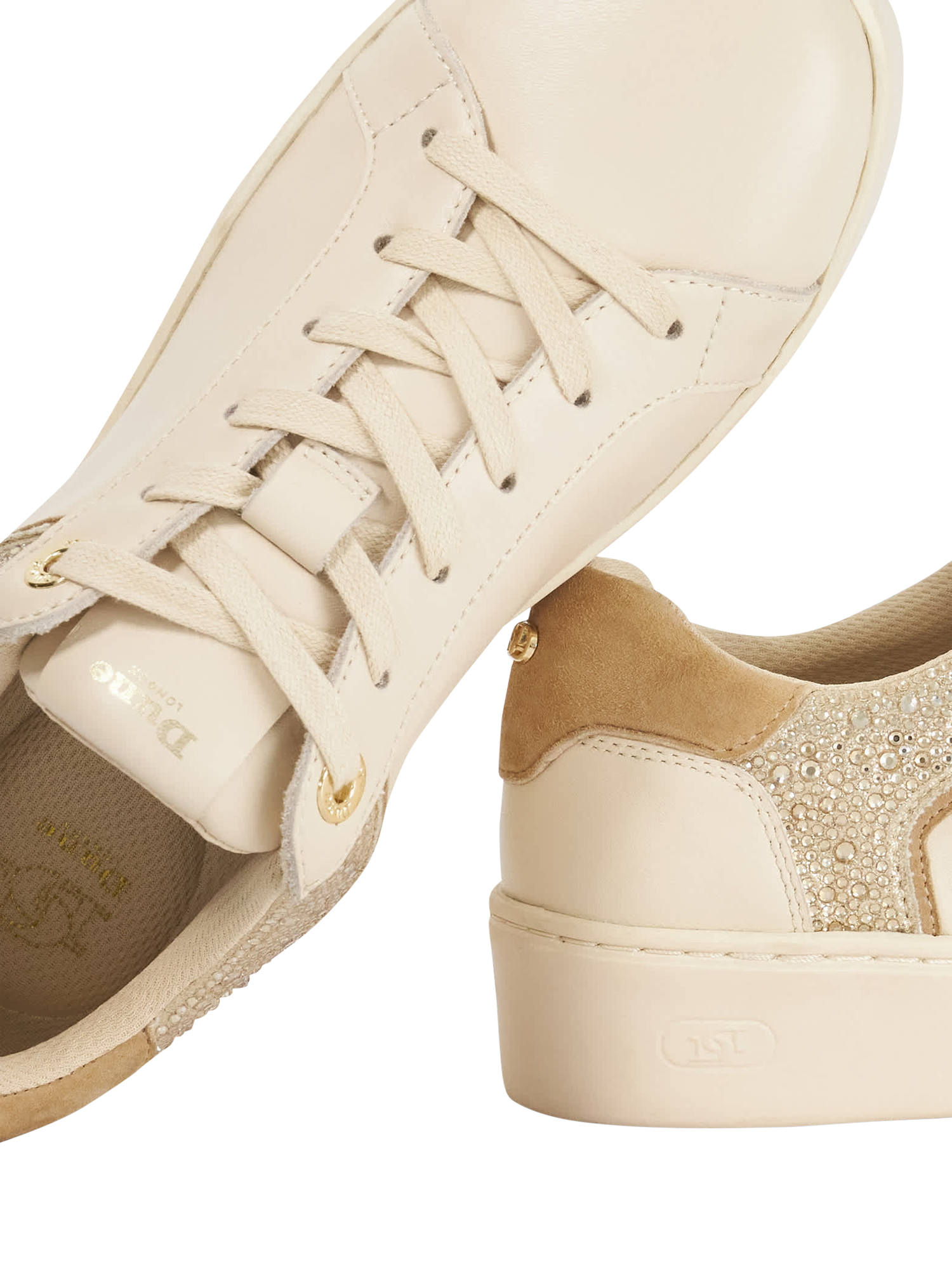 Product image 6 of 6, which shows Dune London Elli Metallic Trim Trainers, Cream, EU36