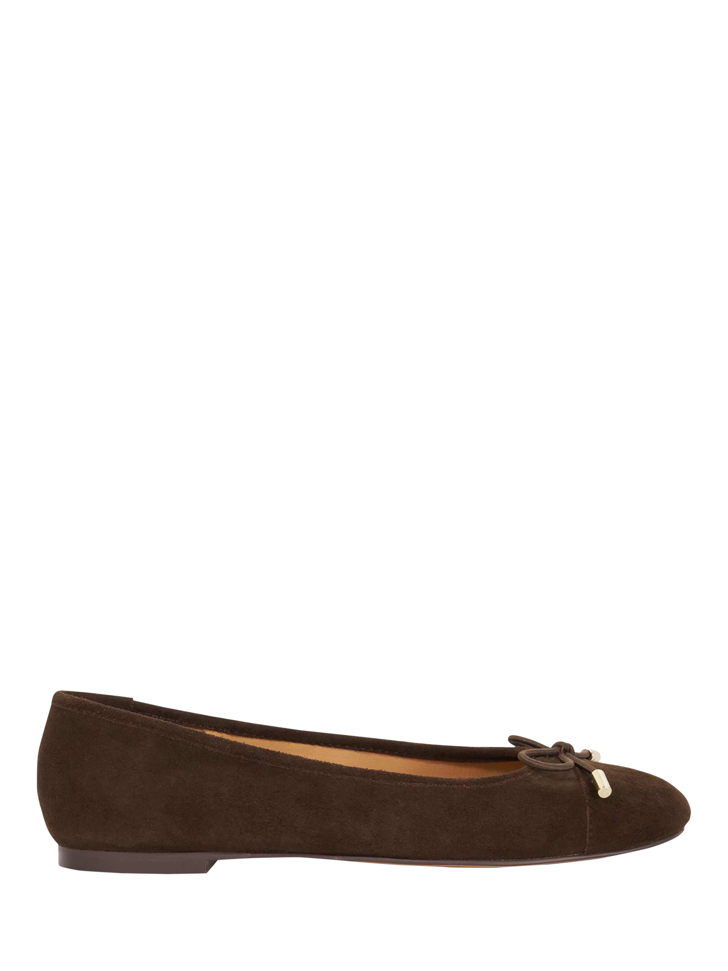 Product image 1 of 6, which shows Dune London Highest Suede Ballerina Pumps, Brown, EU36
