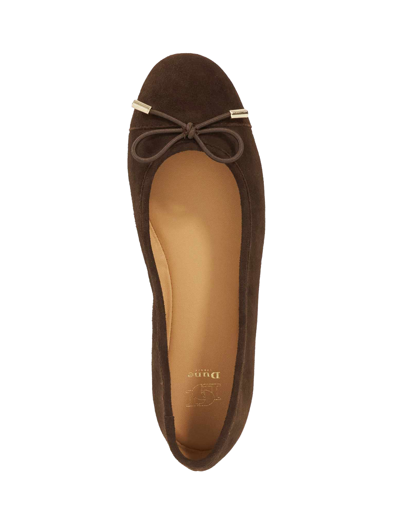 Product image 3 of 6, which shows Dune London Highest Suede Ballerina Pumps, Brown, EU36