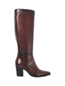 Dune London Tenna Knee High Leather Boots, Burgundy
