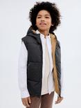 Mango Kids' Gerard Reversible Hooded Puffer Gilet, Charcoal