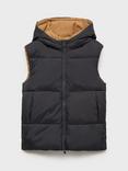 Mango Kids' Gerard Reversible Hooded Puffer Gilet, Charcoal