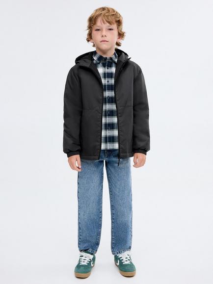 Mango Kids' Pepe Hooded Quilted Jacket, Charcoal - view 2, Charcoal