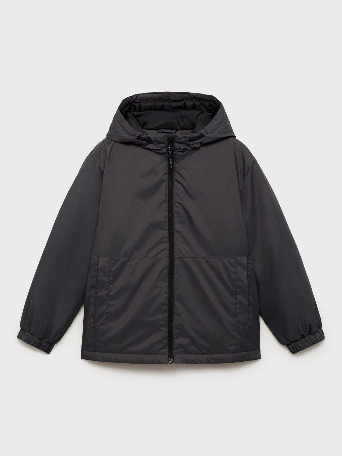 Product image 3 of 6, which shows Mango Kids' Pepe Hooded Quilted Jacket, Charcoal, 11 years