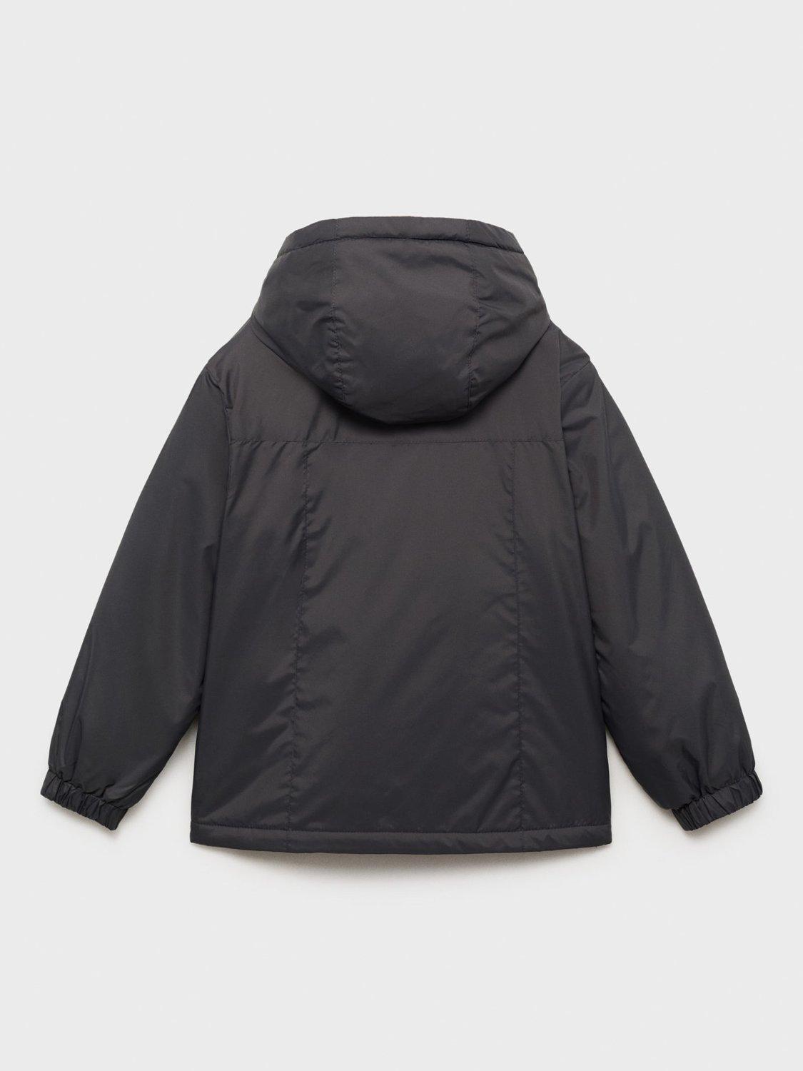 Product image 4 of 6, which shows Mango Kids' Pepe Hooded Quilted Jacket, Charcoal, 11 years