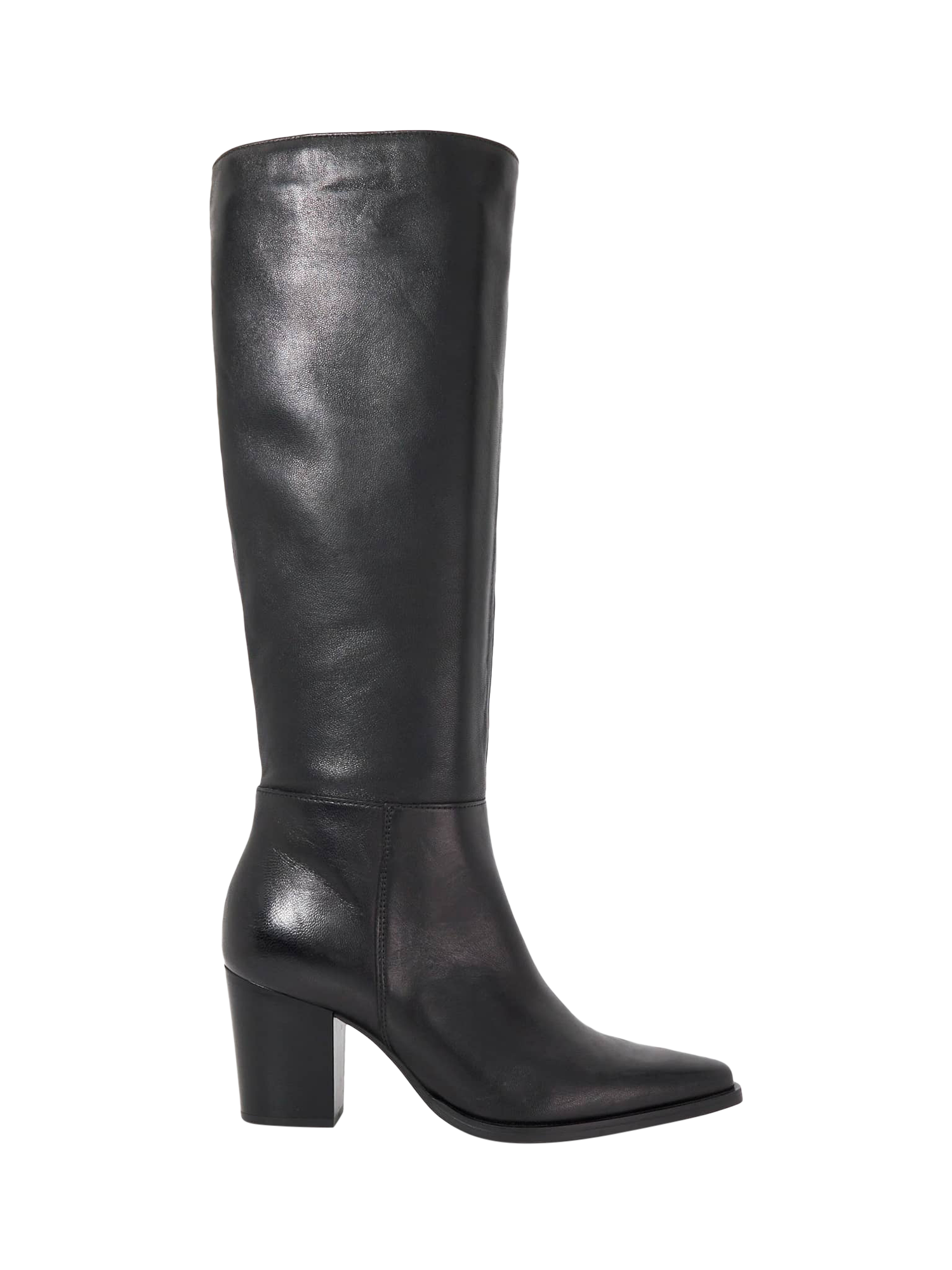 Product image 1 of 6, which shows Dune London Tenna Knee High Leather Boots, Black, EU36