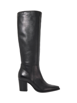 Dune London Tenna Knee High Leather Boots, Black