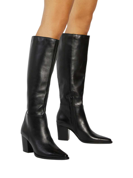 Dune London Tenna Knee High Leather Boots - view 2, Black