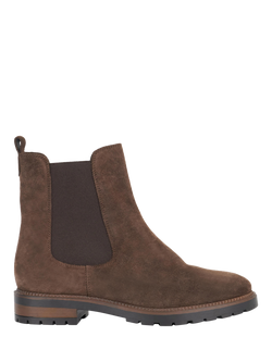 Dune London Poema Suede Cleated Sole Chelsea Boots, Brown, Brown
