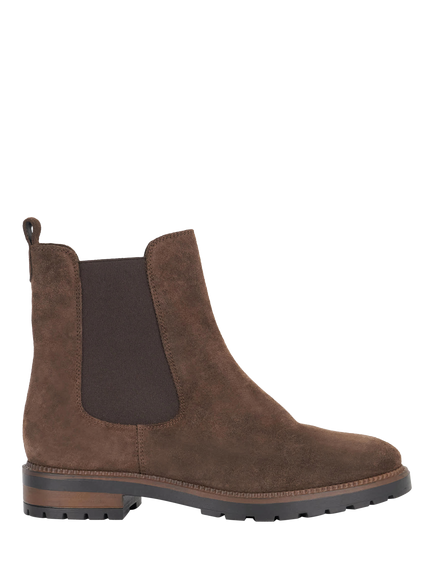 Dune London Poema Suede Cleated Sole Chelsea Boots, Brown, Brown