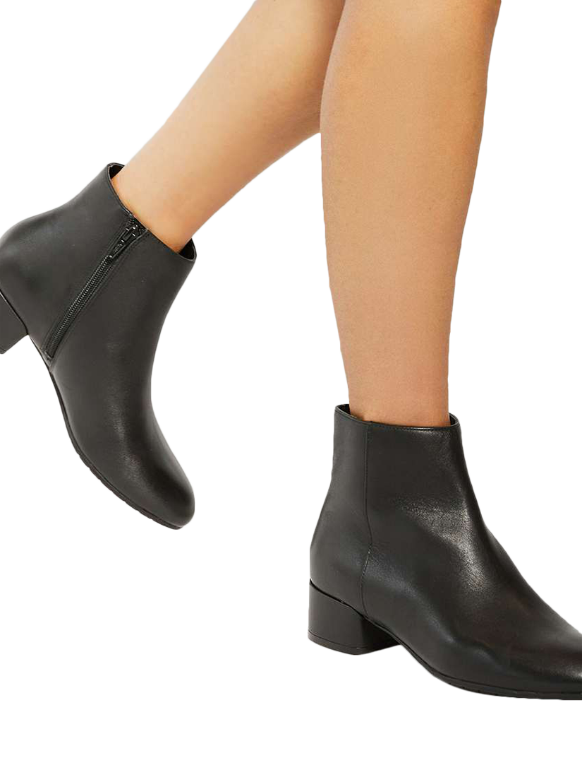 Product image 2 of 6, which shows Dune London Pippie Leather Ankle Boots, Black, EU36