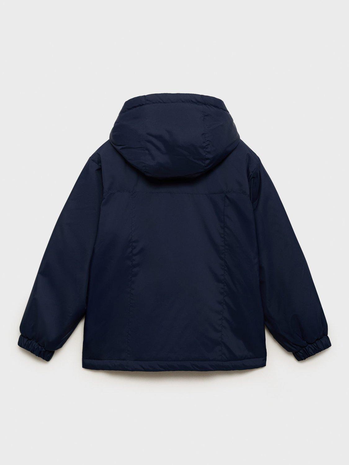Product image 2 of 4, which shows Mango Kids' Pepe Hooded Quilted Jacket, Navy, 9 years