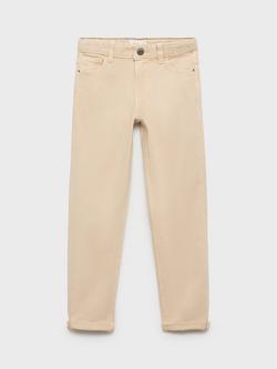 Mango Kids' Peru Cotton Straight Jeans, Light Beige