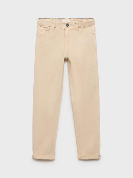 Mango Kids' Peru Cotton Straight Jeans, Light Beige