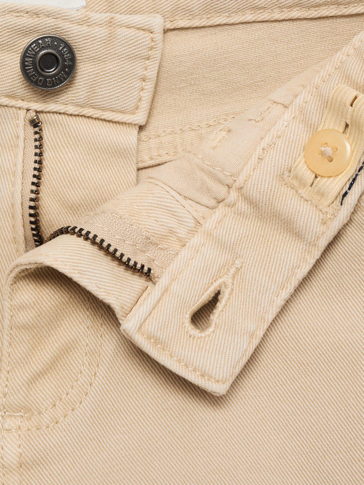 Product image 4 of 4, which shows Mango Kids' Peru Cotton Straight Jeans, Light Beige, 6 years