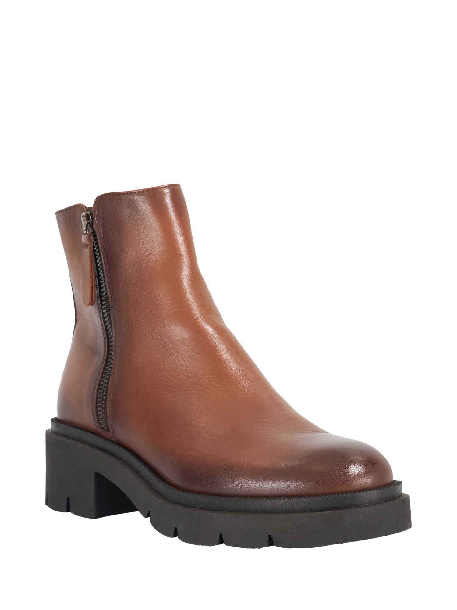 Product image 3 of 5, which shows Dune London Paving Leather Cleated Sole Ankle Boots, Brown, EU36
