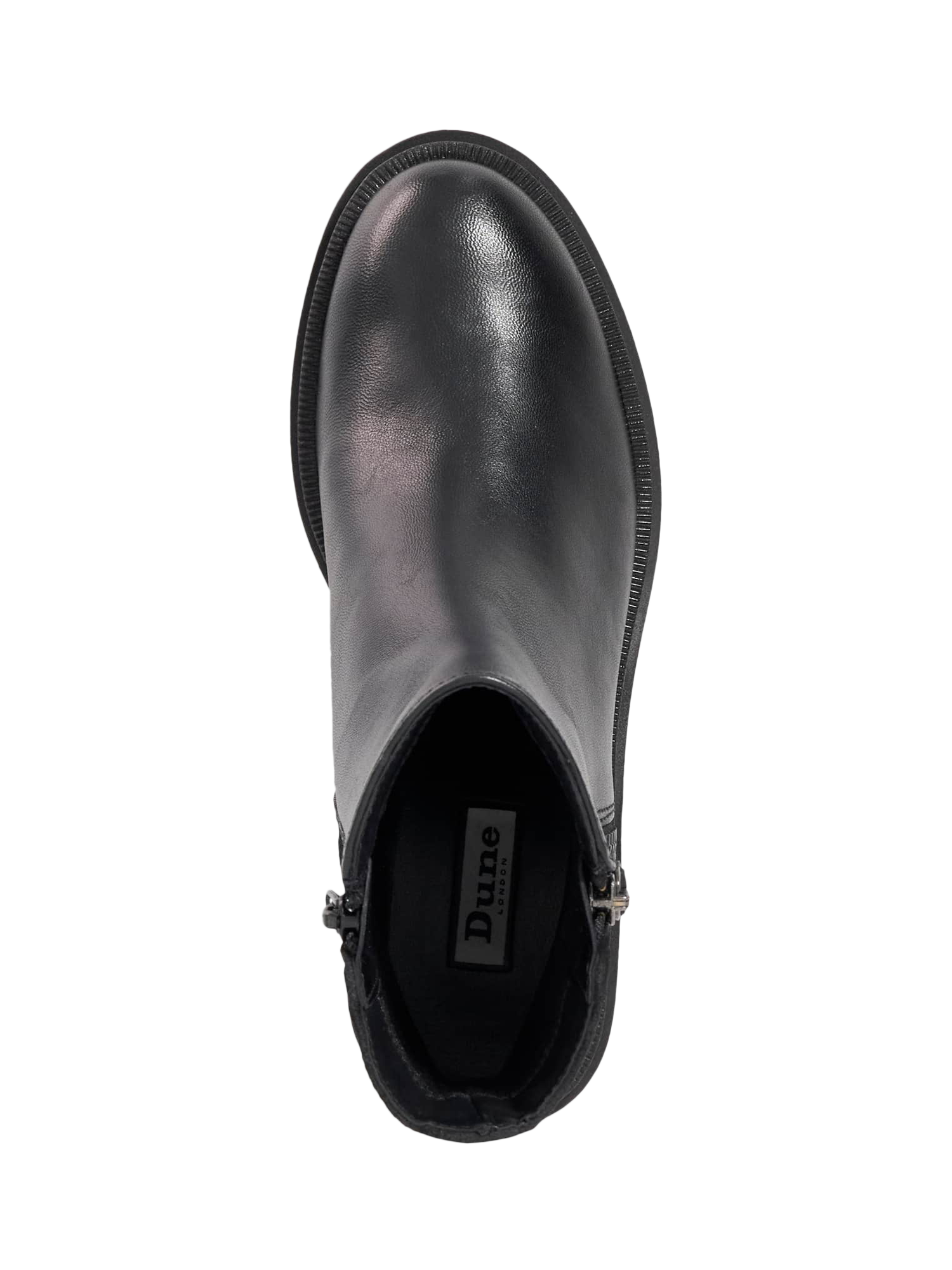 Product image 2 of 5, which shows Dune London Paving Leather Block Heel Ankle Boots, Black, EU36