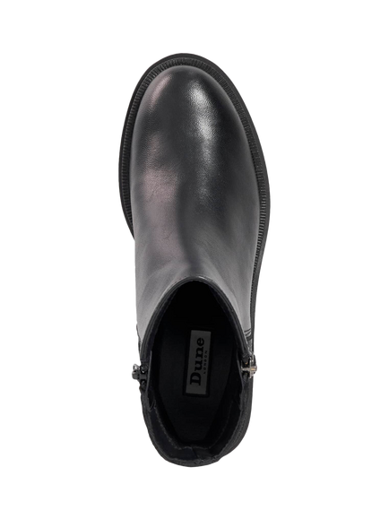 Dune London Paving Leather Block Heel Ankle Boots, Black - view 2, Black