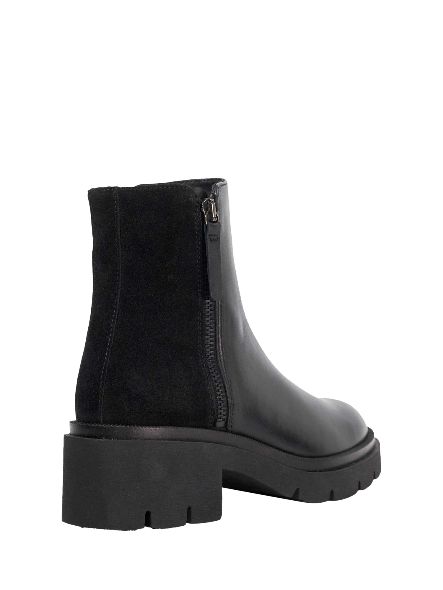 Product image 4 of 5, which shows Dune London Paving Leather Block Heel Ankle Boots, Black, EU36