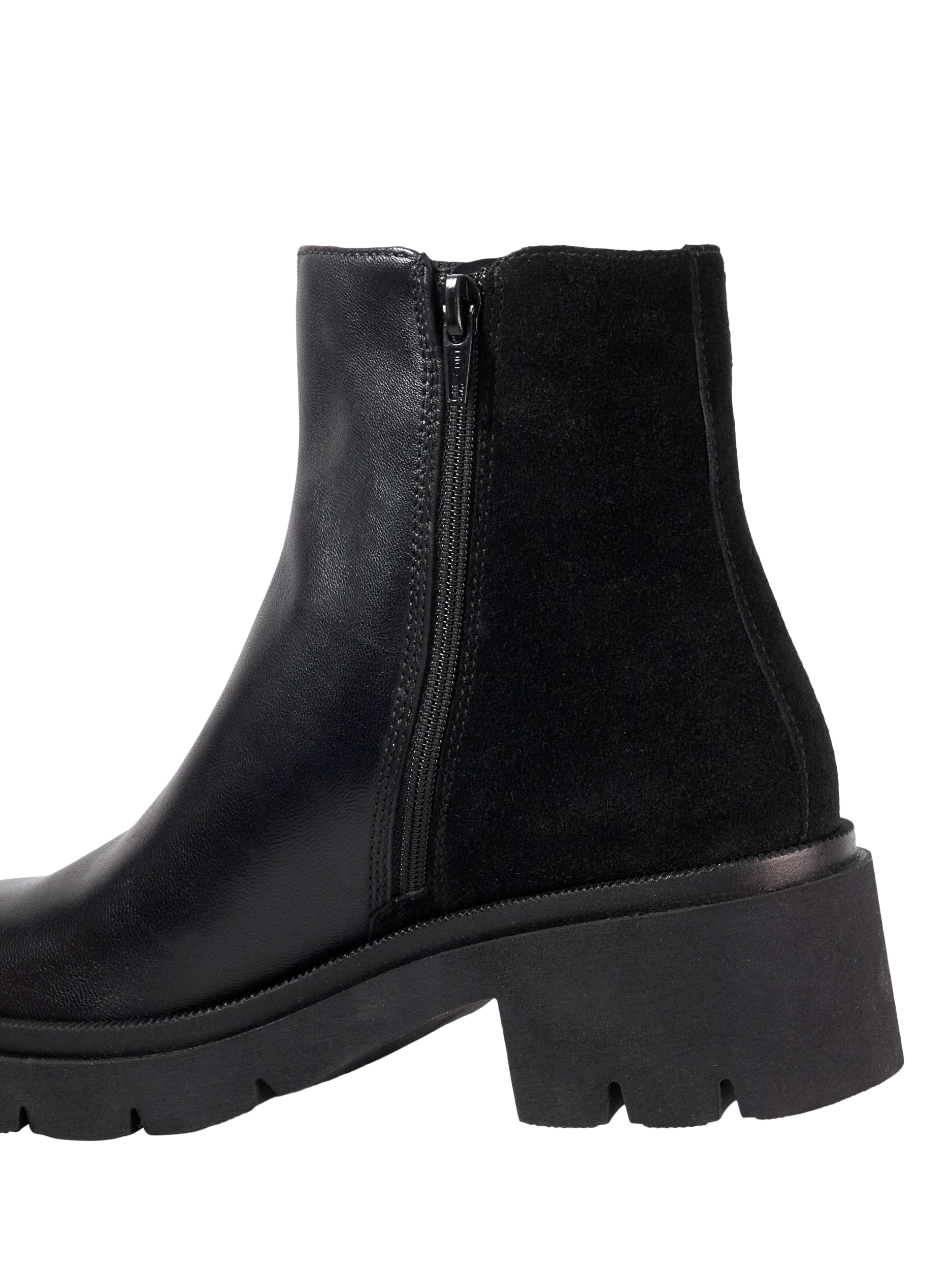 Product image 5 of 5, which shows Dune London Paving Leather Block Heel Ankle Boots, Black, EU36