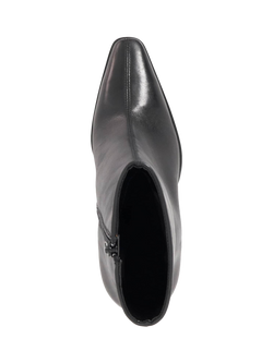 Dune London Patently Leather Chisel Toe High Block Heel Ankle Boots - view 2, Black