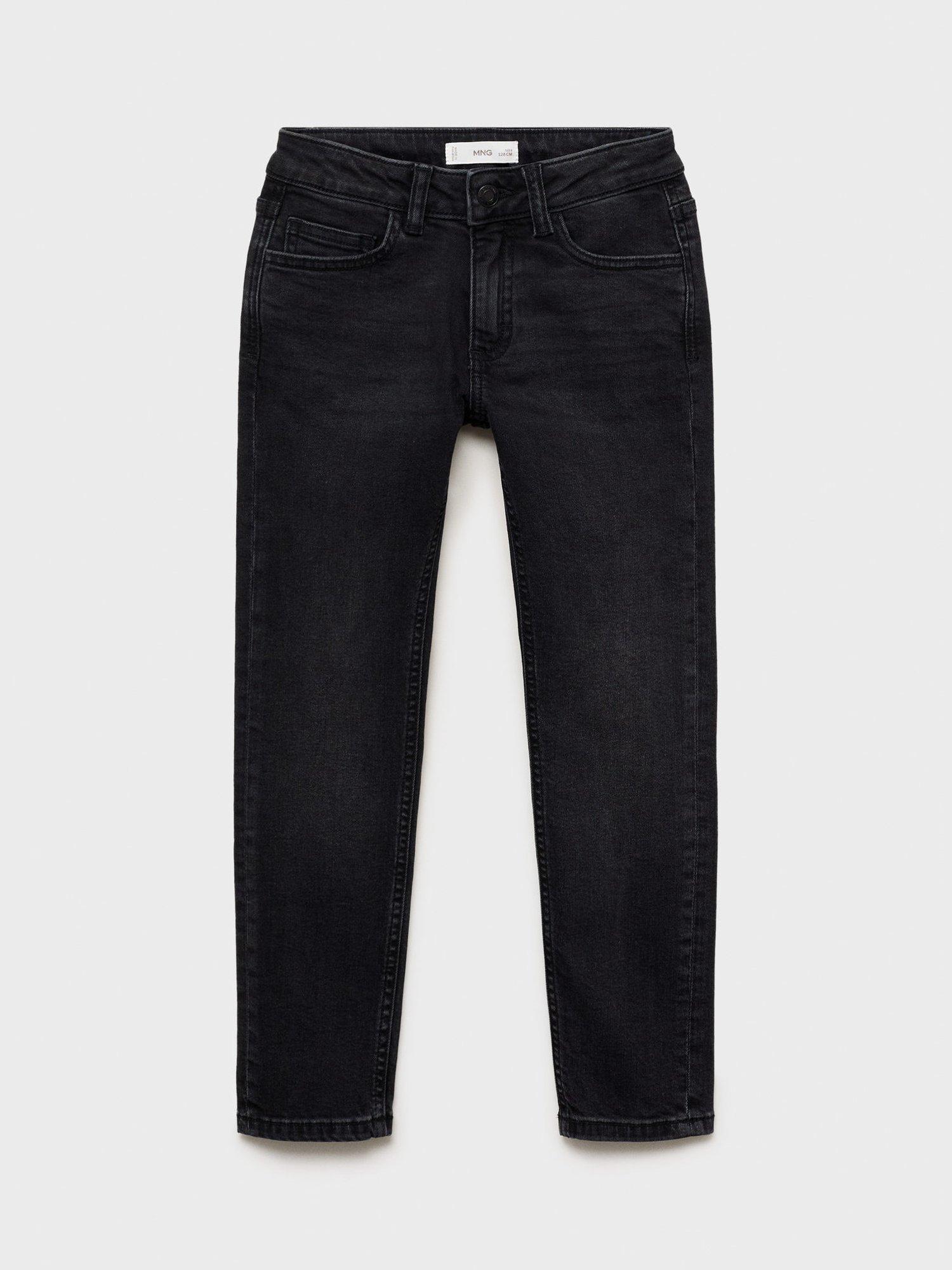 Product image 1 of 4, which shows Mango Kids' Denim Five Pocket Slim Fit Jeans, Dark Grey, 6Y