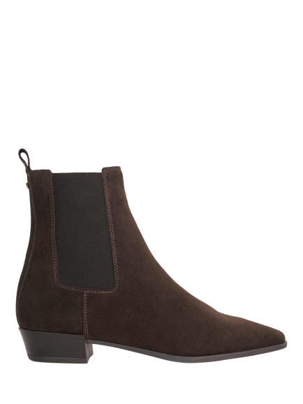 Dune London Parkas Suede Chisel Toe Low Heel Chelsea Boots, Brown, Brown