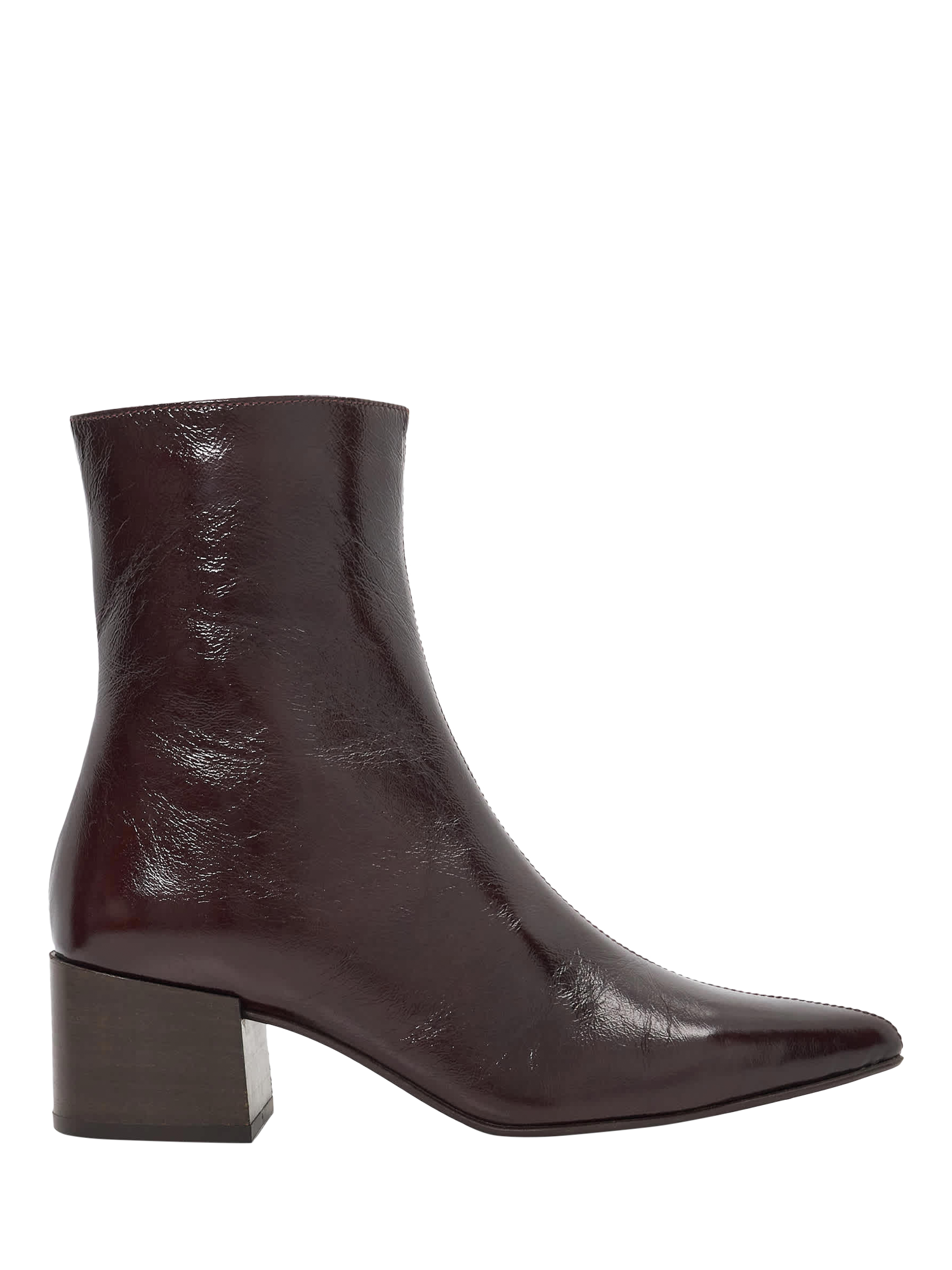 Product image 1 of 6, which shows Dune London Pami Leather Block Heel Ankle Boots, Brown, EU36