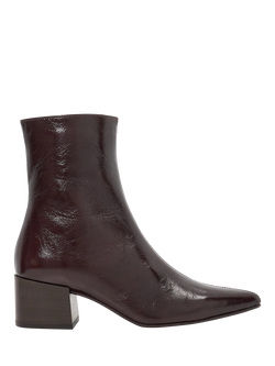 Dune London Pami Leather Block Heel Ankle Boots, Brown