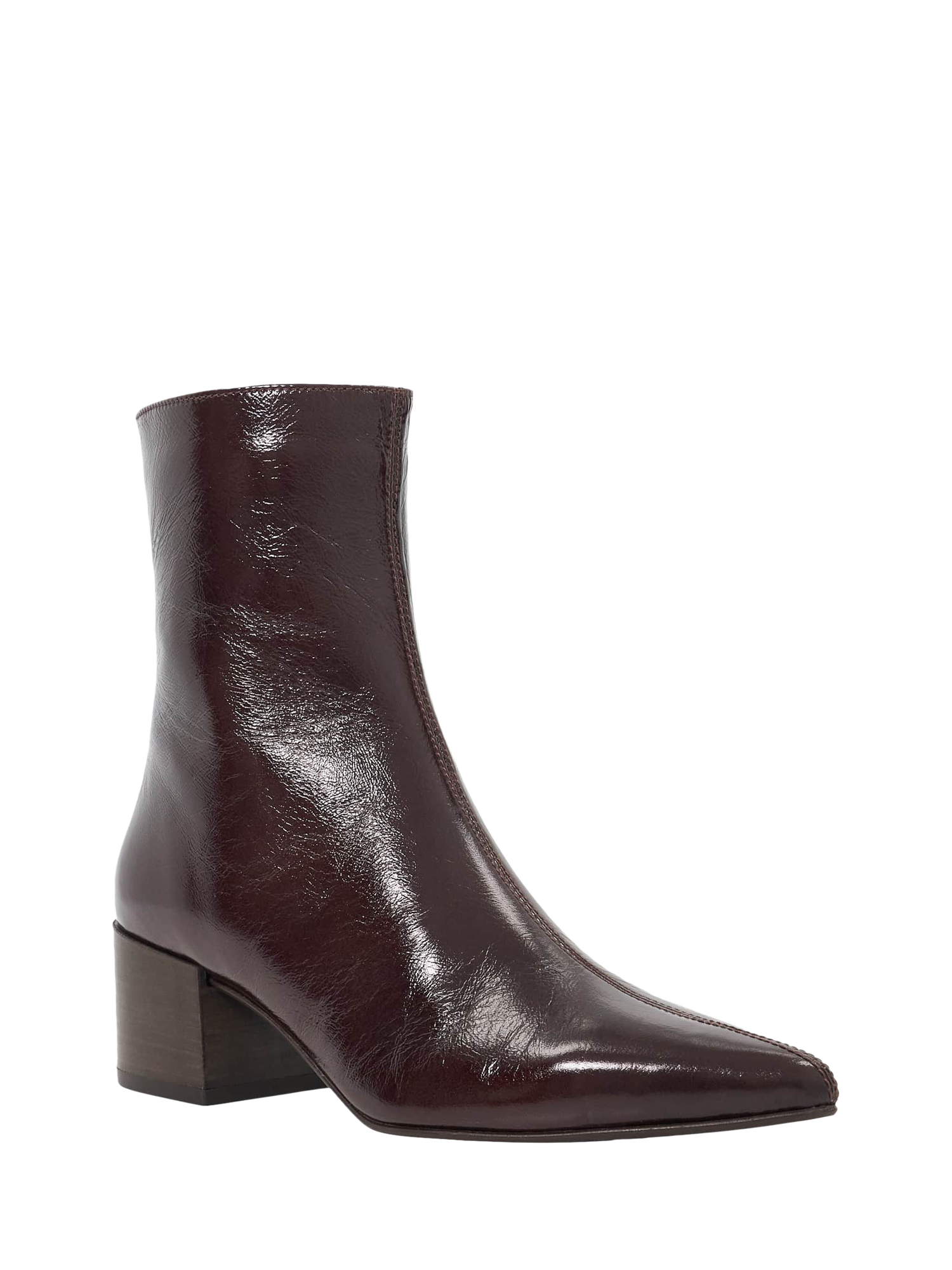 Product image 4 of 6, which shows Dune London Pami Leather Block Heel Ankle Boots, Brown, EU36