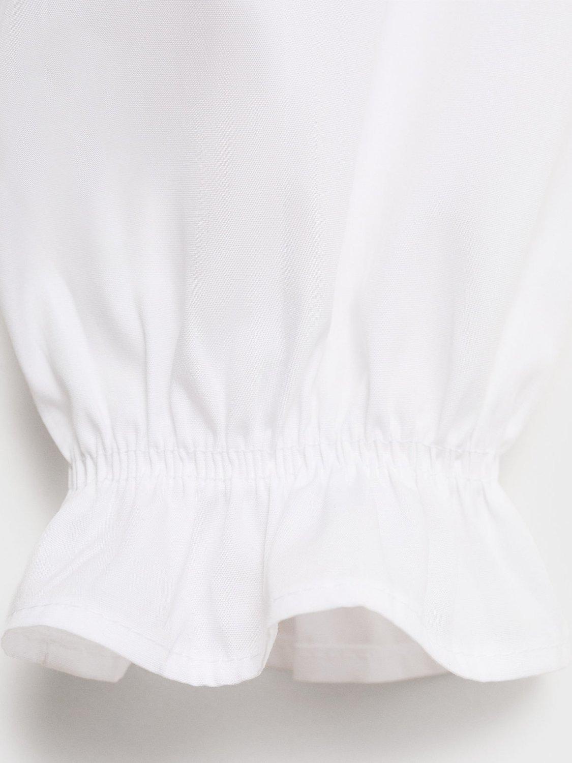 Product image 5 of 7, which shows Mango Kids' Cotton Long Sleeved Ruffle Shirt, White, 10 years