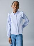 Mango Kids' Carlota Long Sleeved Frill Shirt, Medium Blue