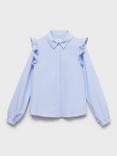 Mango Kids' Carlota Long Sleeved Frill Shirt, Medium Blue