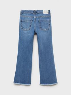 Mango Kids' Demin Five Pocket Flared Frayed Jeans - view 2, Open Blue