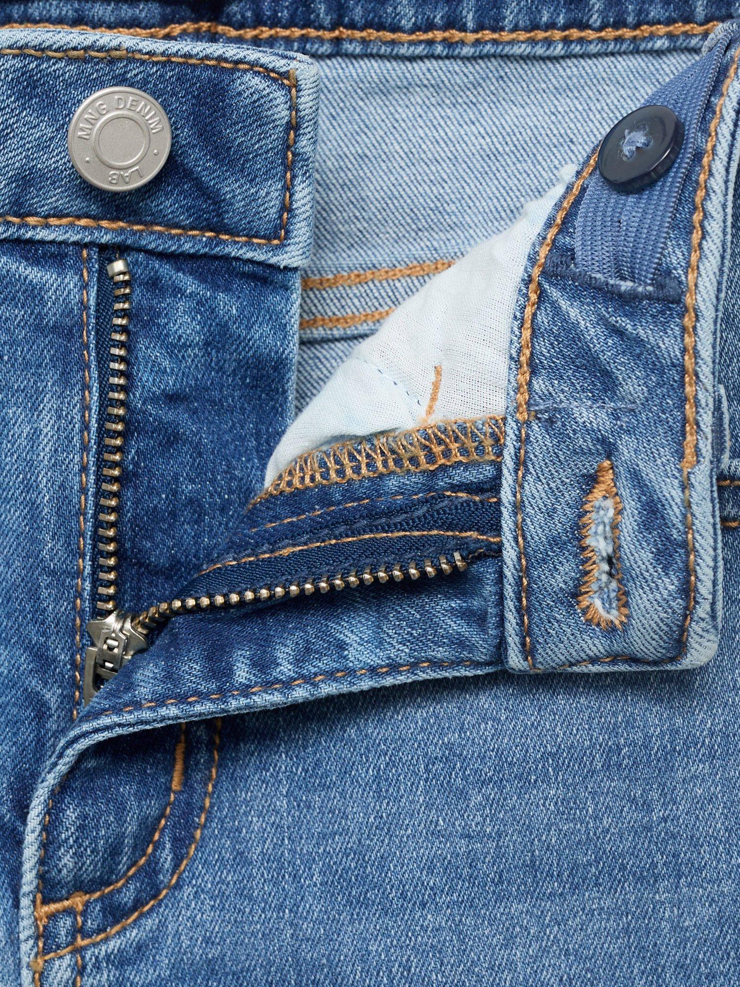 Product image 4 of 4, which shows Mango Kids' Demin Five Pocket Flared Frayed Jeans, Open Blue, 10 years