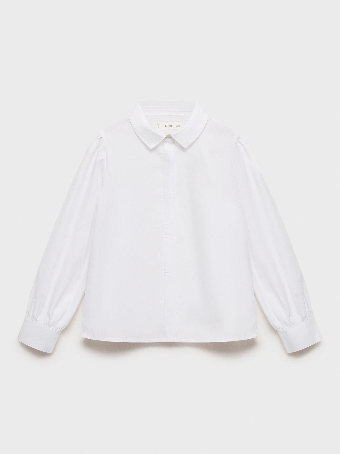 Product image 3 of 7, which shows Mango Kids' Cora Cotton Long Sleeved Blouse, White, 9 years