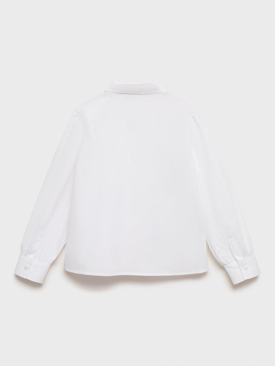 Product image 4 of 7, which shows Mango Kids' Cora Cotton Long Sleeved Blouse, White, 9 years