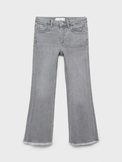 Mango Kids' Demin Five Pocket Flared Frayed Jeans - view 2, Open Grey